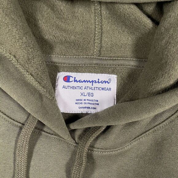 Champion Pullover Hoodie Women's XL Army Green‎ Cropped Raw Hem Cotton Poly - Picture 3 of 11